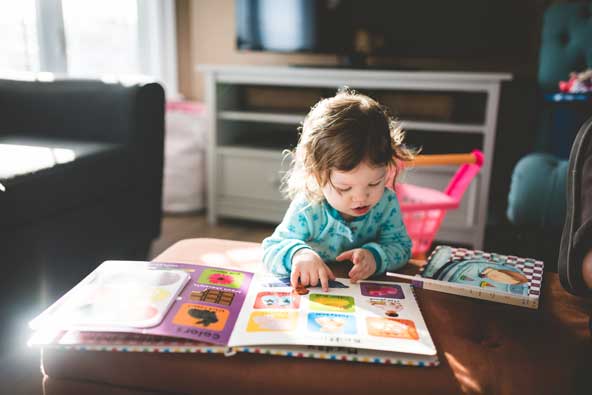 baby girl reading